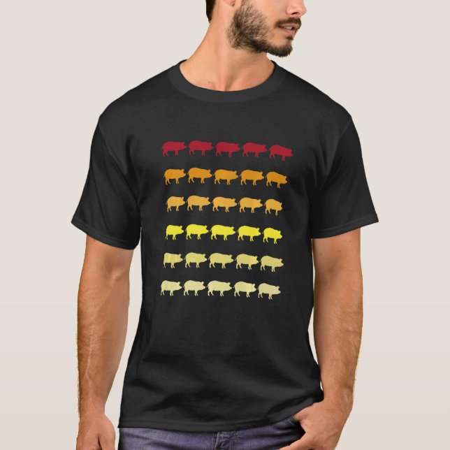Camiseta Pig Retro Padrão Animal da Guiné (Frente)