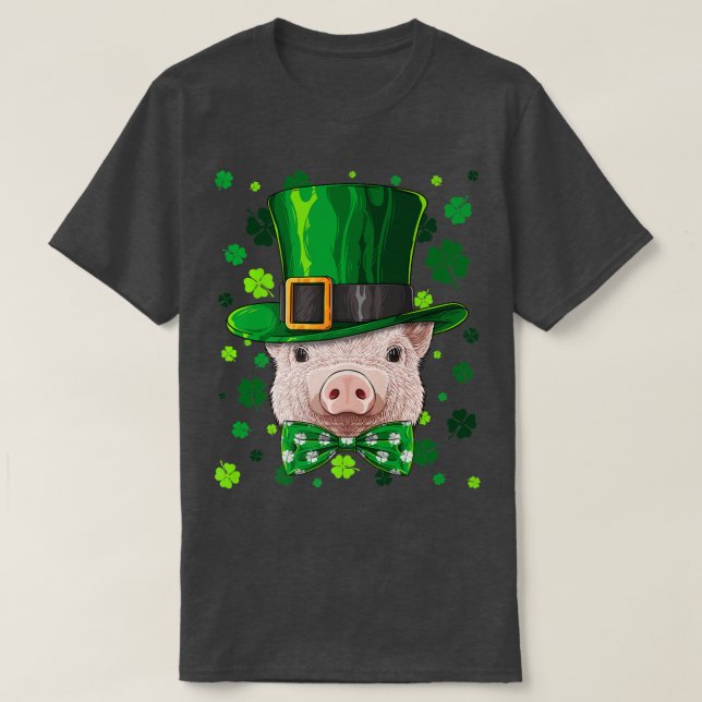 Camiseta Pig St Patricks Day Animal Leprechaun Hat Shamrock (Frente do Design)