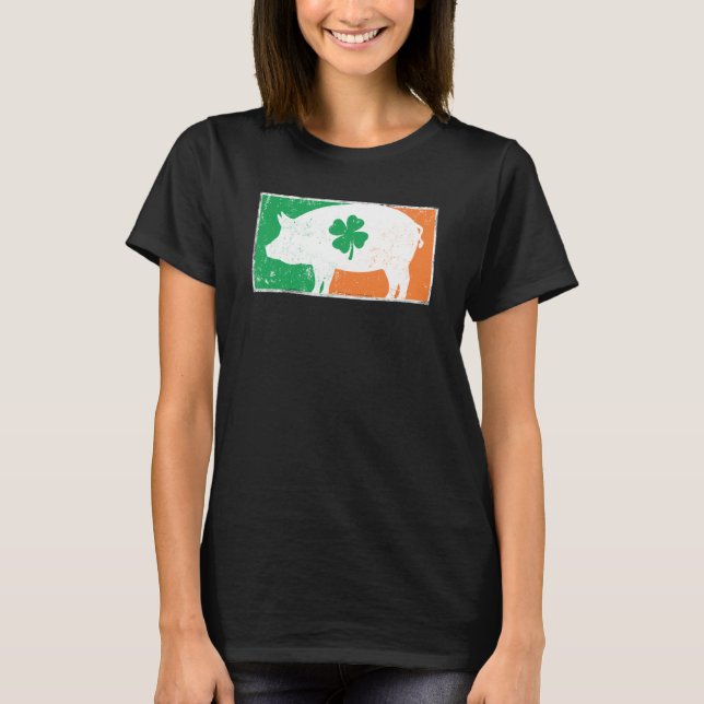 Camiseta Pig St Patrick's Day Irish Flag C Distressed (Frente)