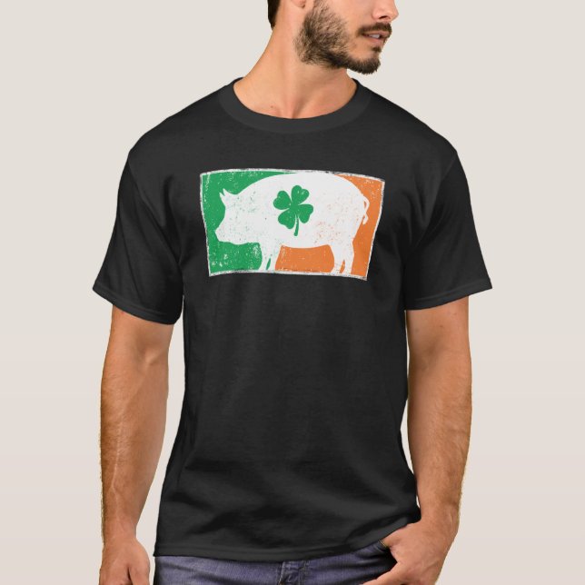 Camiseta Pig St Patrick's Day Irish Flag C Distressed (Frente)