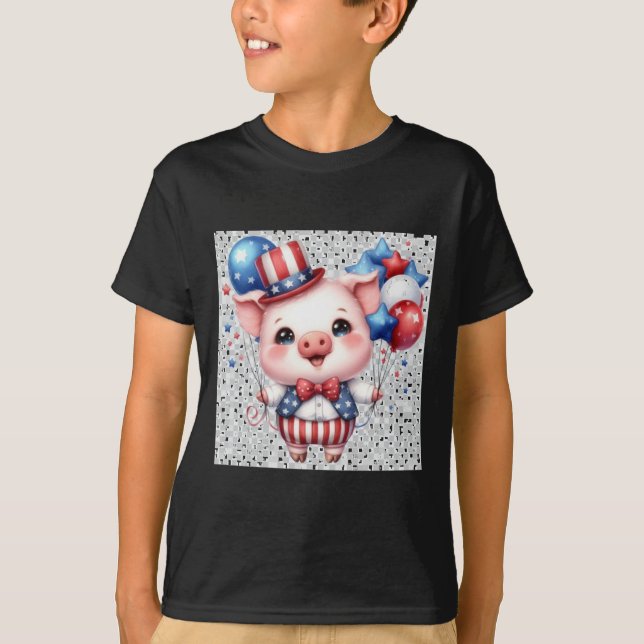 Camiseta Pig Sticker Patriótico (Frente)