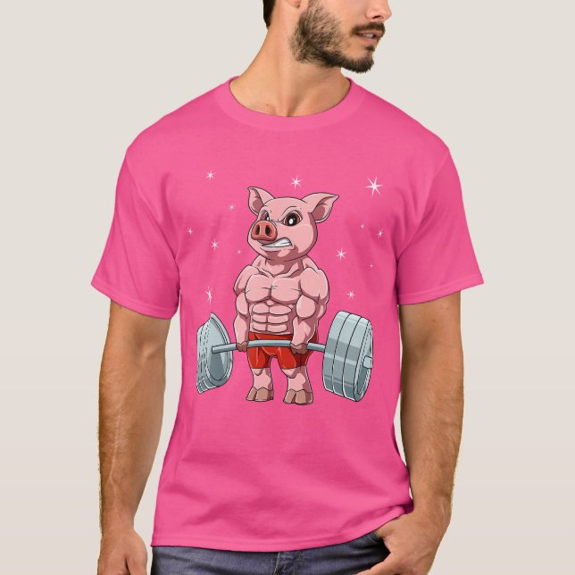 Camiseta Pig Weightlifting Fitness Gym For A Animal Lover (Frente)