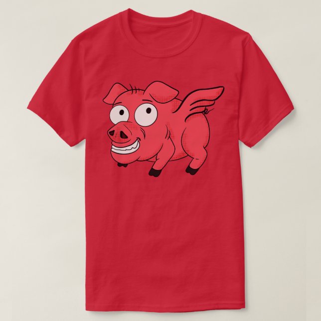 Camiseta Pig Wings Retro Ton Funny Flying Piglet CHURRASCO (Frente do Design)