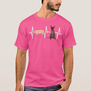 Camiseta Pig Xoloitzcuintli Heartbeat Dog Lover