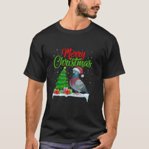 Camiseta Pigeon Árvore de Natal Luzes Engraçadas Xmas Pigeo