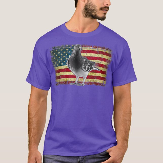 Camiseta Pigeon Bird American Flag 4 de julho EUA (Frente)