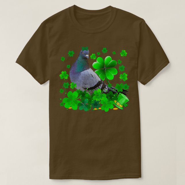Camiseta Pigeon Bird Feliz Dia de São Patrício Com 2 (Frente do Design)