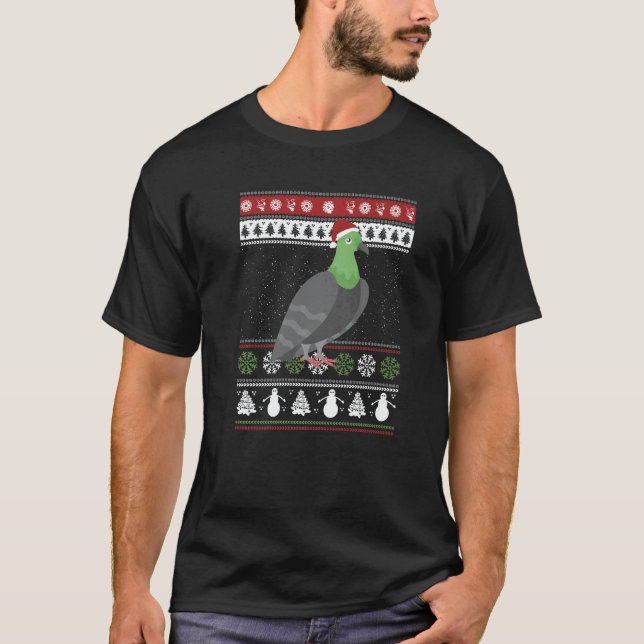 Camiseta Pigeon for a Bird  Ugly Christmas Pigeon (Frente)