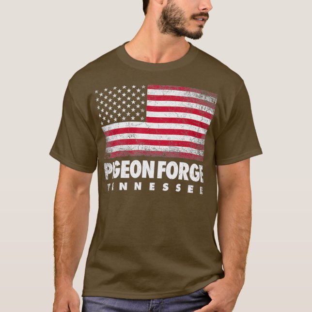 Camiseta Pigeon Forge Tennessee 4 de julho Bandeira America (Frente)