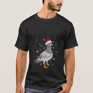 Camiseta Pigeon Santa Hat Natal Cheque para Bird Lovers V