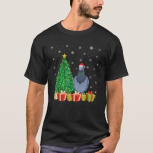 Camiseta Pigeon Xmas Tree Lighting Santa Hat Pigeon Christm