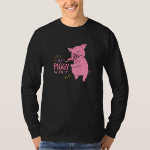 Camiseta Piggy Com Ele Engraçado E Bonito Porco Dizendo Par