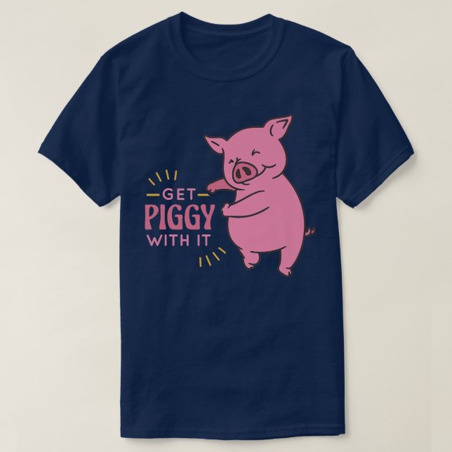 Camiseta Piggy Com Ele Engraçado E Bonito Porco Dizendo Par (Frente do Design)