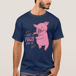 Camiseta Piggy Com Ele Engraçado E Bonito Porco Dizendo Par