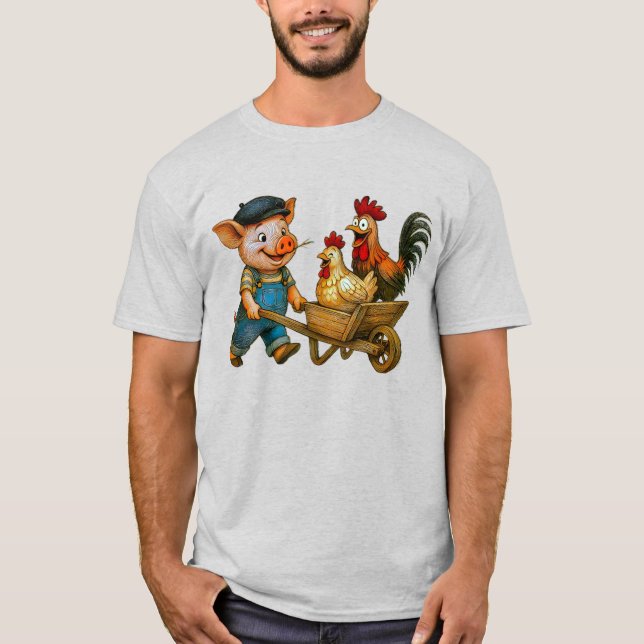 Camiseta Piggy Pushes the Poultry Posse (Frente)