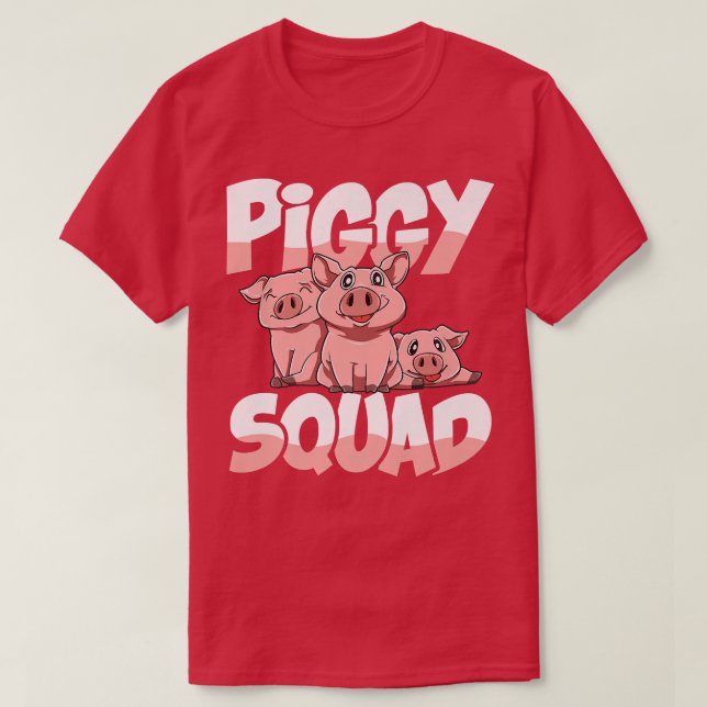 Camiseta Piggy Squad para um amante de porcos e agricultor  (Frente do Design)