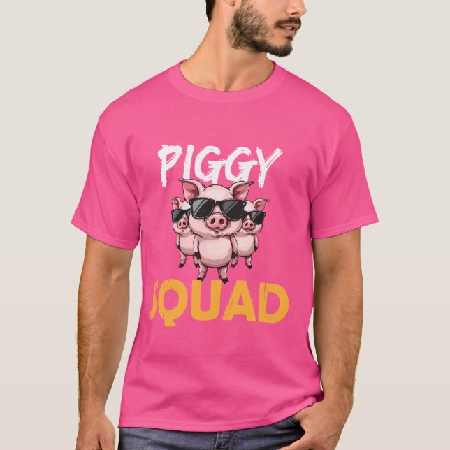 Camiseta Piggy Squad Pig Lover Engraçados Criadores de Aniv (Frente)