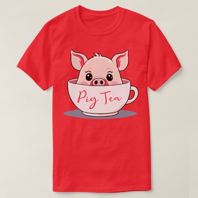 Camiseta Piggy Tea Delight Pig em uma taça (Frente do Design)