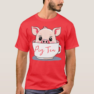 Camiseta Piggy Tea Delight Pig em uma taça