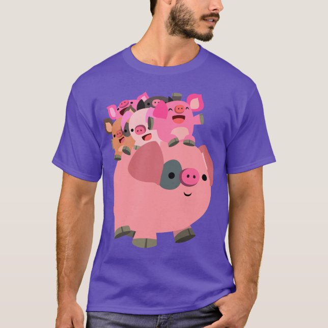Camiseta Piglets de Carregando de porco de cartoon (Frente)