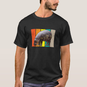 Camiseta Pigmy Hippopotamus Animal Retro Men Mulheres Crian
