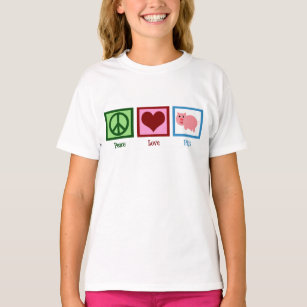Camiseta Pigs de Amor pela Paz Menina de Fazenda Bonita
