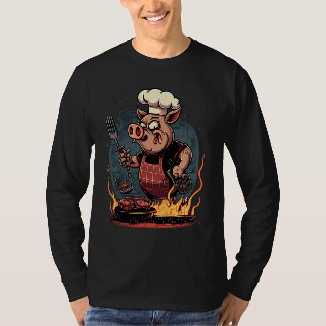 Camiseta Pig's Meat   Pig Grilling Steak (Frente)