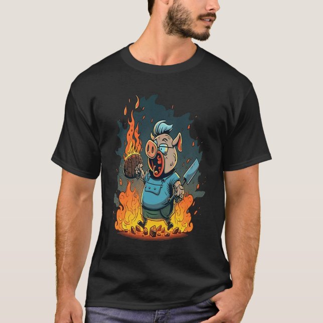 Camiseta Pig's Meat   Pig Grilling Steak  1 (Frente)