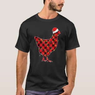 Camiseta Pijama Adulto Luzes de Natal de Galinha Xadrez Ver