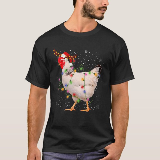 Camiseta Pijama de Luzes de Natal de Renas de Natal de Fran (Frente)