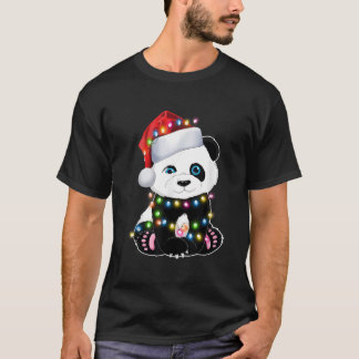 Camiseta Pijama de Luzes do Papai Noel Panda Para Ns