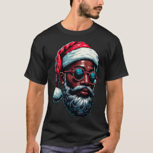 Camiseta Pijama de Natal Afro-Americano Xmas Papai Noel Afr
