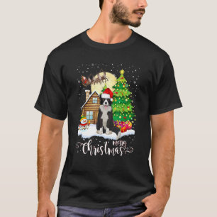 Camiseta Pijama de Natal Border Collie Árvore Xmas Pai do C
