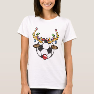 Camiseta Pijama de Natal com Luzes de Rena do Futebol Ll X-