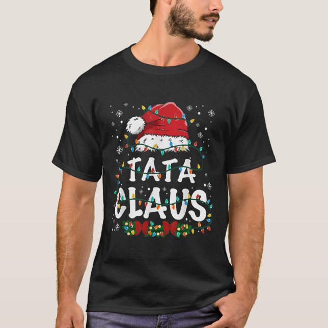 Camiseta Pijama de Natal da Família Luzes Divertidas do Pap (Frente)