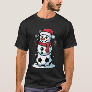 Camiseta Pijama de Natal de Futebol Boneco de Neve Chapéu d