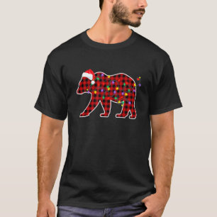 Camiseta Pijama de Natal de Ursa Polar de Xadrez Vermelho B