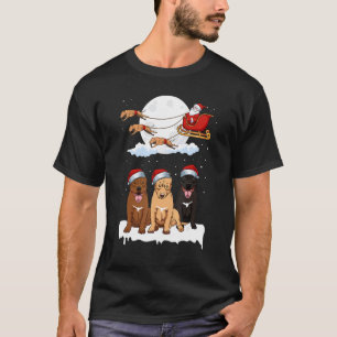 Camiseta Pijama de Natal do Cão Pitbull com Trenó e Rena do