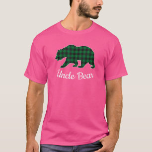 Camiseta Pijama de Natal do Tio Urso Xadrez Verde de Búfalo
