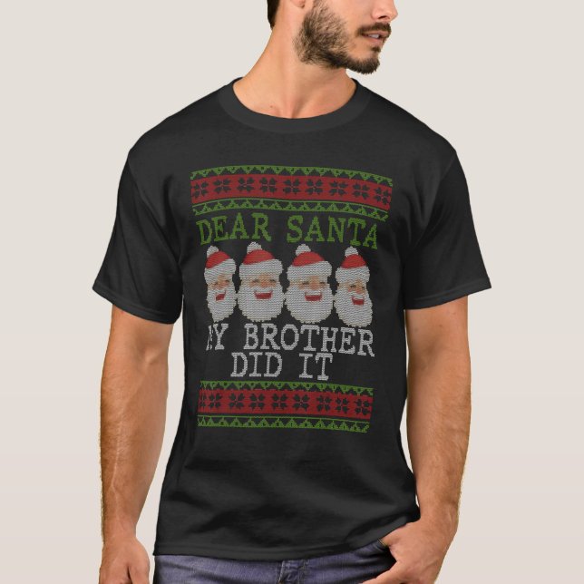 Camiseta Pijama de Natal Engraçado Caros Papais noeis Que M (Frente)