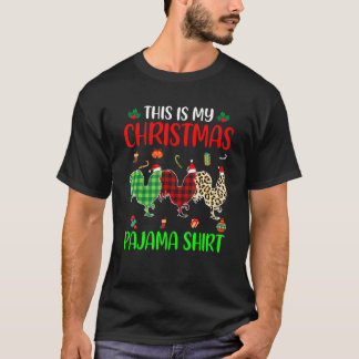 Camiseta Pijama de Natal Frango Animais Luzes da Árvore de