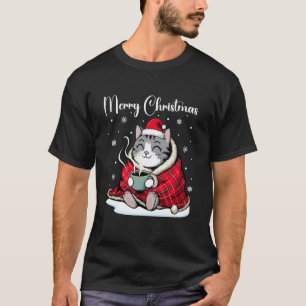 Camiseta Pijama de Natal Gato Alegre Catmas Roupa de Natal