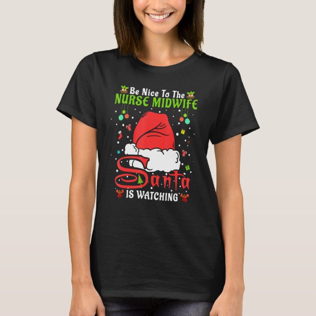 Camiseta Pijama de Natal Santa Seja Simpático Com a Enferme (Frente)