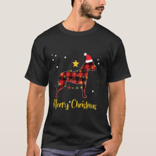 Camiseta Pijama de Natal Xadrez Vermelho Amante de Pitbull