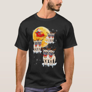Camiseta Pijama de Puggle Renascer Natal Santa Montando Pug