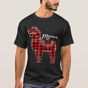 Camiseta Pijama Família Correspondente Xadrez Vermelho Llam