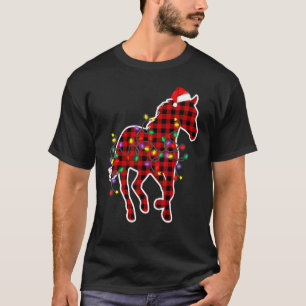 Camiseta Pijama Vermelho de Natal com Xadrez de Búfalo e Ca
