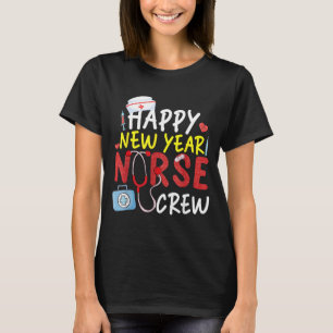Camiseta Pijamas de Família Feliz Ano Novo Equipe de Enferm