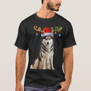 Camiseta Pijamas de Natal com Chapéu de Papai Noel e Rena C