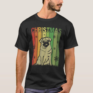 Camiseta Pijamas de Natal da Família Combinando Pug Retro C